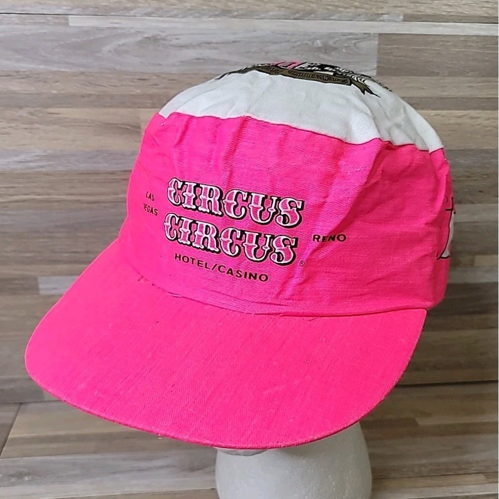 Vintage‎ Circus Circus Hat Las Vegas Casino Clown Painters Cap 90s Pink Snapback